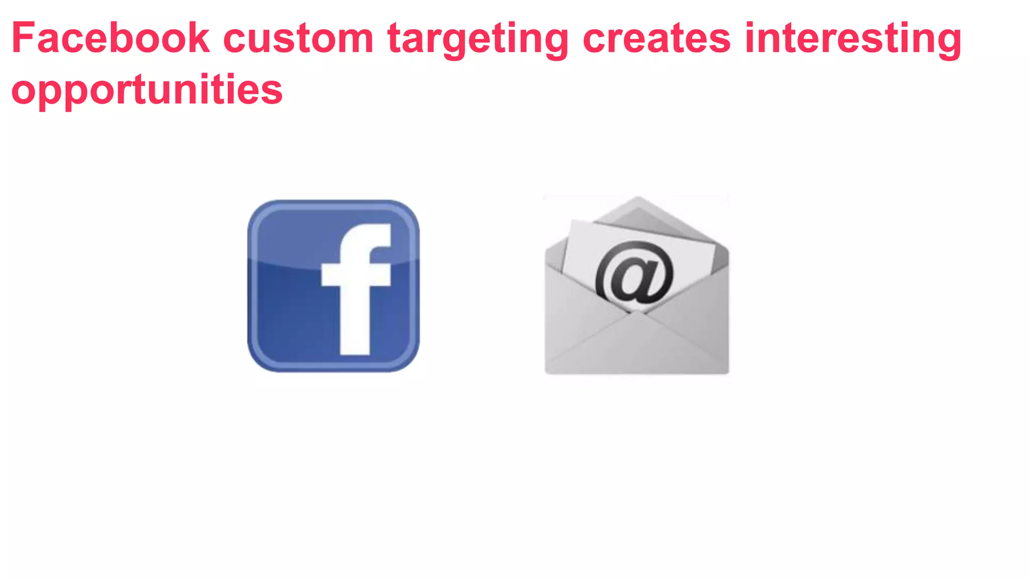 Facebook custom targeting creates interesting 
opportunities 
 