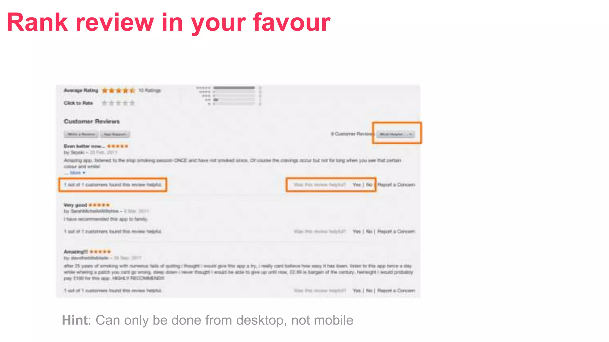Rank review in your favour 
Hint: Can only be done from desktop, not mobile 
 