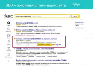 SEO – поисковая оптимизация сайта 
 