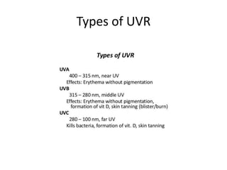 Types of UVR 
 
