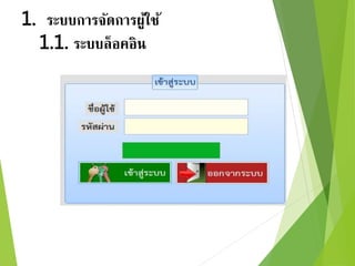 1. ระบบการจัดการผู้ใช้ 
1.1. ระบบล็อคอิน 
 