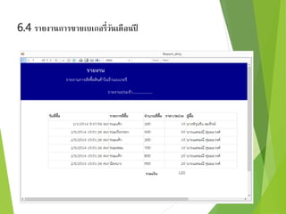 6.4 รายงานการขายเบเกอรี่วันเดือนปี 
 