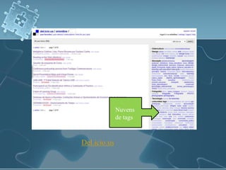 Nuvens 
de tags 
Del.icio.us 
 