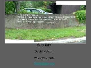 Gary Toth 
David Nelson 
212-620-5660 
Gtoth@pps.org  
