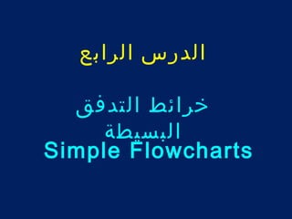 الدرس الرابع 
خرائط التدفق 
البسيطة 
Simple Flowcharts 
 