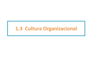1.3 Cultura Organizacional 
 