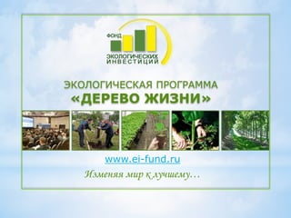 ЭКОЛОГИЧЕСКАЯ ПРОГРАММА 
«ДЕРЕВО ЖИЗНИ» 
www.ei-fund.ru 
Изменяя мир к лучшему… 
 