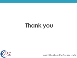Thank you 
Alumni Relations Conference- India 
