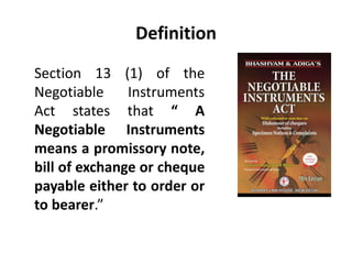 Negotiable Instruments Act - Legal Environment of Business - Business ...