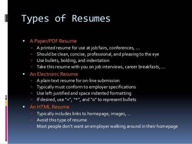 4 different types of resumes