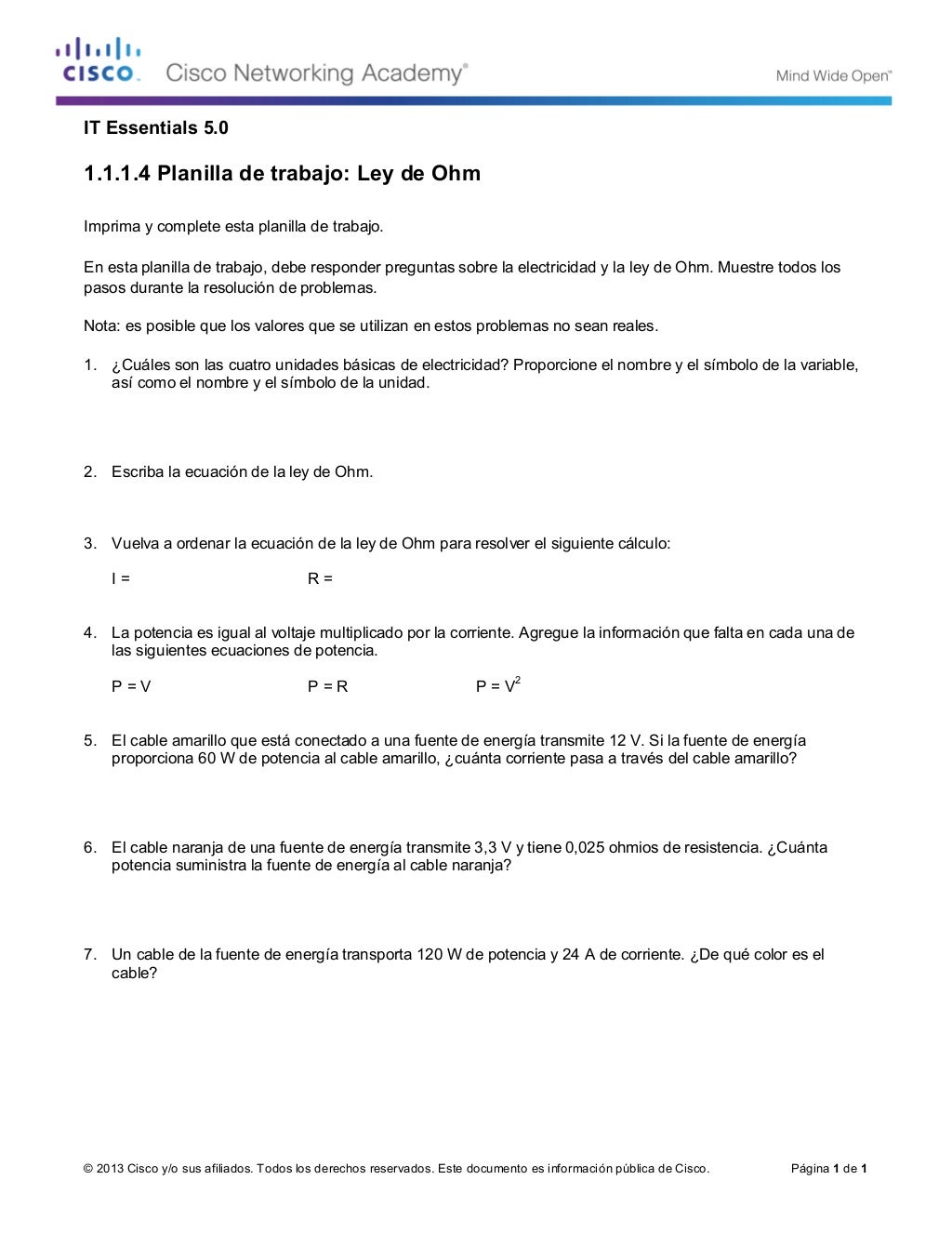 1.1.1.4 worksheet ohms law