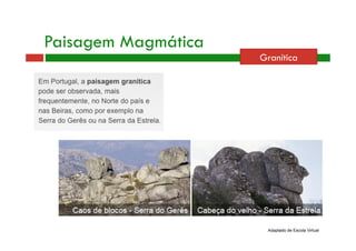 Adaptado de Escola Virtual 
Paisagem Magmática 
Granítica 
 