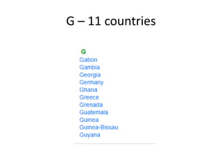 G – 11 countries 
 