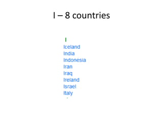 I – 8 countries 
 