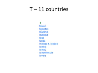 T – 11 countries 
 