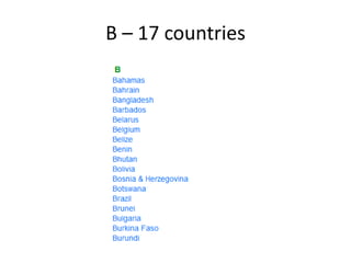B – 17 countries 
 
