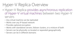 provides asynchronous replication of Hyper-V virtual machines  