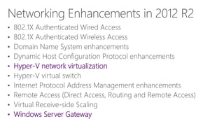 •Hyper-V network virtualization 
•Windows Server Gateway  