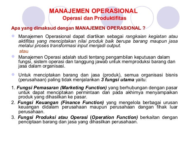 1 Manajemen Operasional