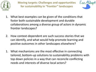 Moving targets: Challenges and opportunities for sustainability in “frontier” landscapes