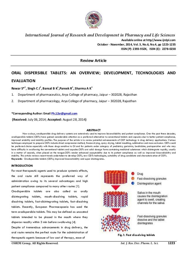 Dissertation oral tablets mouth