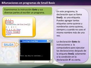 Programas En Basic Bifurcaciones y Subrutinas - Small Basic | PPTX