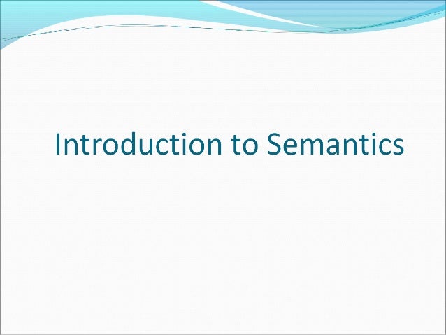 1 Introduction To Semantics - 