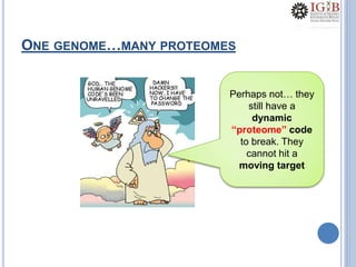 ONE GENOME…MANY PROTEOMES
Perhaps not… they
still have a
dynamic
“proteome” code
to break. They
cannot hit a
moving target
 