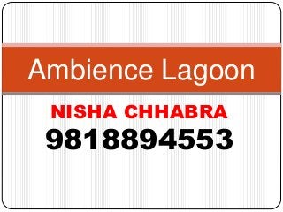 NISHA CHHABRA
9818894553
Ambience Lagoon
 
