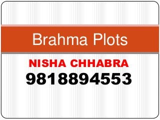 NISHA CHHABRA
9818894553
Brahma Plots
 