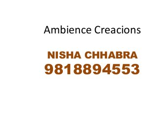 Ambience Creacions
NISHA CHHABRA
9818894553
 