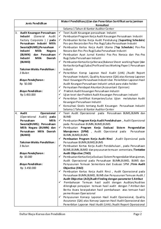 sertifikat assurance quality / Kursus Biaya Audit Pendidikan sertifikat assurance quality / Kursus Biaya Audit Pendidikan