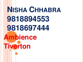 NISHA CHHABRA
9818894553
9818697444
Ambience
Tiverton
 
