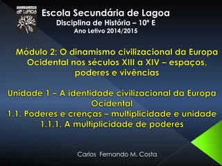 Escola Secundária de Lagoa
Disciplina de História – 10º E
Ano Letivo 2014/2015
Carlos Fernando M. Costa
 