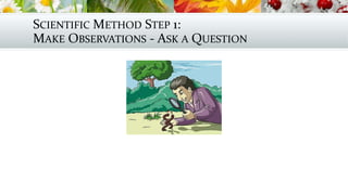 SCIENTIFIC METHOD STEP 1:
MAKE OBSERVATIONS - ASK A QUESTION
 