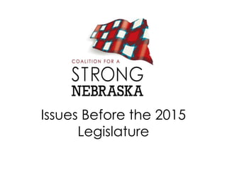 Issues Before the 2015
Legislature
 