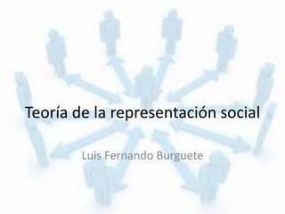 Teoría de la representación social
Luis Fernando Burguete
 