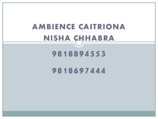 AMBIENCE CAITRIONA
NISHA CHHABRA
9818894553
9818697444
 