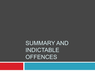 SUMMARY AND
INDICTABLE
OFFENCES
 