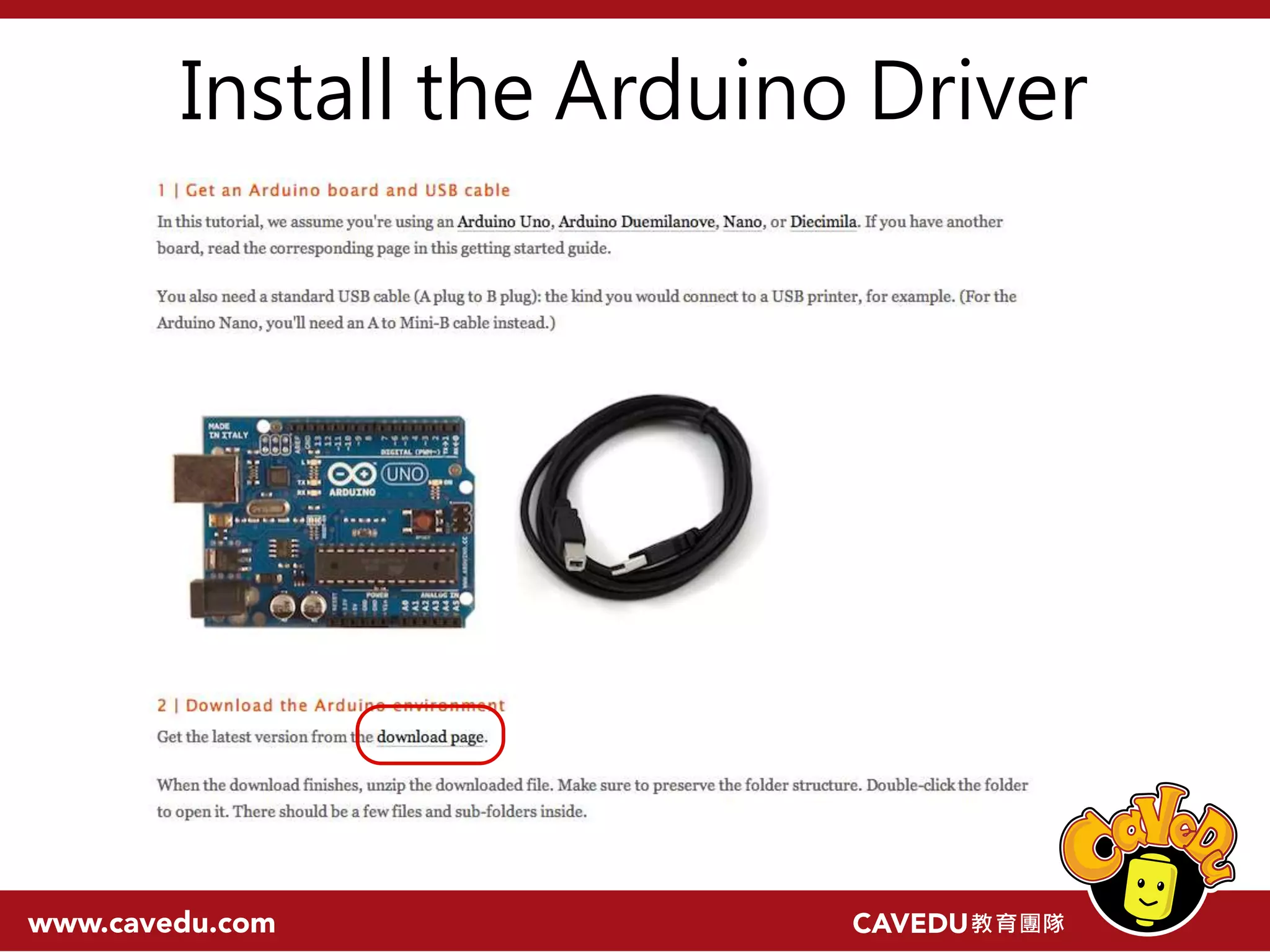 Install the Arduino Driver 