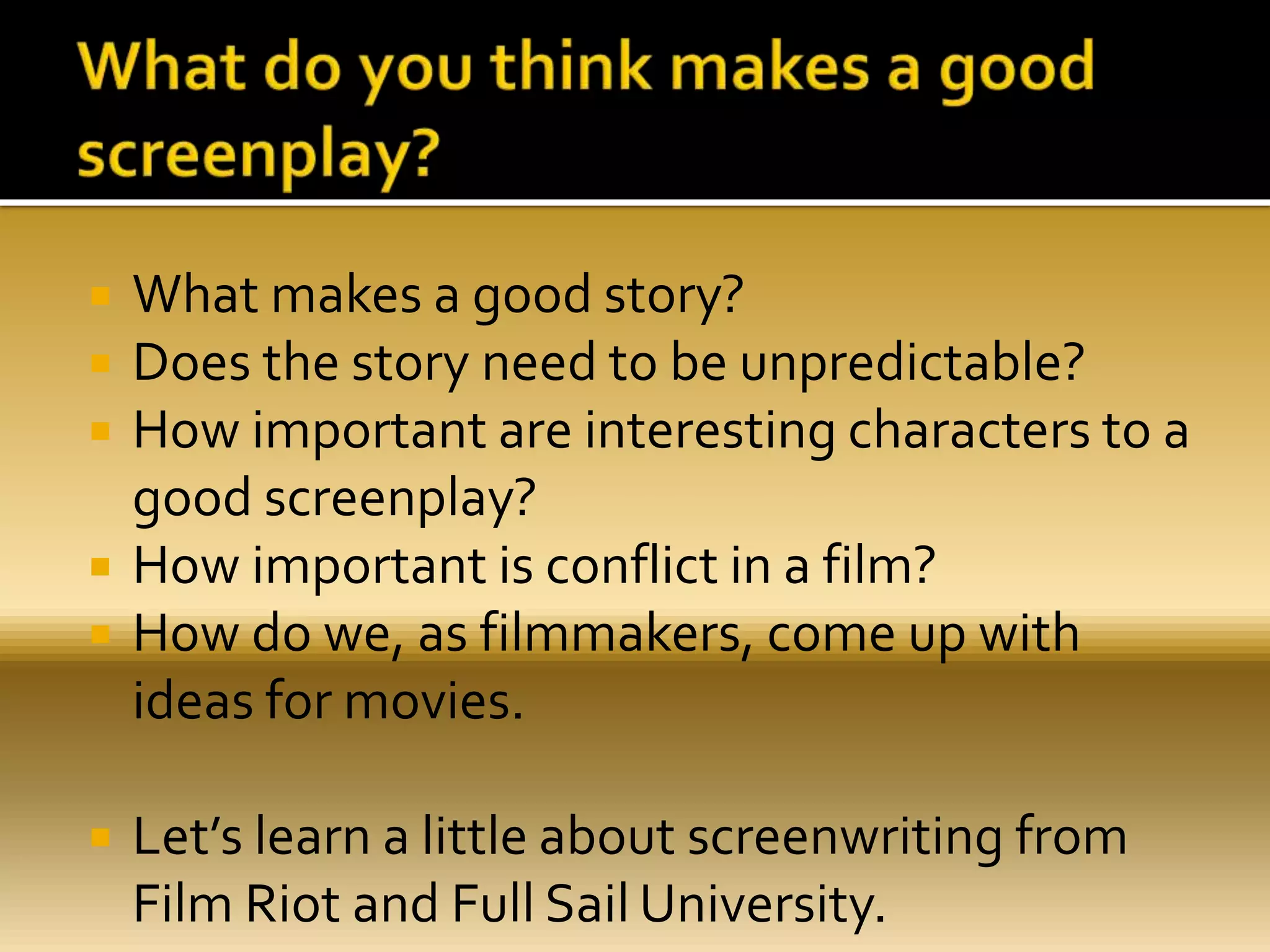Interesting Video On The Basics Of Writing A Screenplay