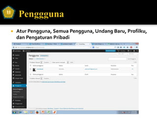  Atur Pengguna, Semua Pengguna, Undang Baru, Profilku,
dan Pengaturan Pribadi
 