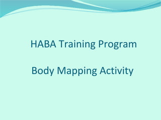 HABA Training Program
Body Mapping Activity
 