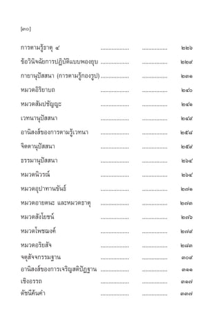 [30]
°“√µ“¡√Ÿâ∏“µÿ Ù .................. ................ ÚÚˆ
¢âÕ«‘π‘®©—¬°“√ªØ‘∫—µ‘·∫∫æÕß¬ÿ∫ .................. ................ ÚÚ˘
°“¬“πÿªí  π“ (°“√µ“¡√Ÿâ°Õß√Ÿª).................. ................ ÚÛÒ
À¡«¥Õ‘√‘¬“∫∂ .................. ................ ÚÙ
À¡«¥ —¡ª™—≠≠– .................. ................ ÚÙÒ
‡«∑π“πÿªí  π“ .................. ................ ÚÙ˘
Õ“π‘ ß å¢Õß°“√µ“¡√Ÿâ‡«∑π“ .................. ................ Úı¯
®‘µµ“πÿªí  π“ .................. ................ Úı˘
∏√√¡“πÿªí  π“ .................. ................ ÚˆÙ
À¡«¥π‘«√≥å .................. ................ ÚˆÙ
À¡«¥Õÿª“∑“π¢—π∏å .................. ................ Ú˜Ò
À¡«¥Õ“¬µπ– ·≈–À¡«¥∏“µÿ .................. ................ Ú˜Û
À¡«¥ —ß‚¬™πå .................. ................ Ú˜ˆ
À¡«¥‚æ™¨ß§å .................. ................ Ú˜˘
À¡«¥Õ√‘¬ —® .................. ................ Ú¯Û
®µÿ —®®°√√¡∞“π .................. ................ Û˘
Õ“π‘ ß å¢Õß°“√‡®√‘≠ µ‘ªíØ∞“π .................. ................ ÛÒÒ
‡™‘ßÕ√√∂ .................. ................ ÛÒ˜
¥—™π’§âπ§” .................. ................ ÛÛ˜
 
