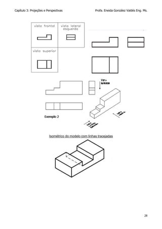Capítulo 3: Projeções e Perspectivas Profa. Eneida González Valdés Eng. Ms.
28
Isométrico do modelo com linhas tracejadas
 