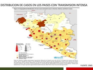 FUENTE: OMS
DISTRIBUCION DE CASOS EN LOS PAISES CON TRANSMISION INTENSA
 