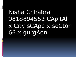 Nisha Chhabra
9818894553 CApitAl
x City sCApe x seCtor
66 x gurgAon
 