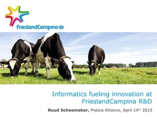 Informatics fueling innovation at
FrieslandCampina R&D
Ruud Schoemaker, Pistoia Alliance, April 14th 2015
 