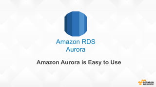 Amazon Aurora is Easy to Use
Amazon RDS
Aurora
 