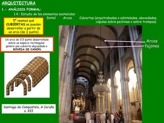 ARQUITECTURA
1.- ANÁLISIS FORMAL:
1.4.- Estudio de los elementos sostenidos:
Dintel Arcos Cubiertas (arquitrabadas o adint...